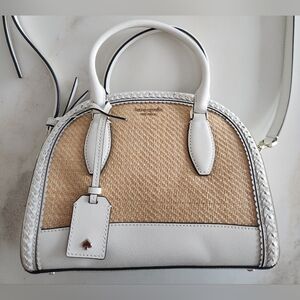 Kate Spade Reiley White With Tan Two Way Raffia Bag! New Without Tags. Stunning!
